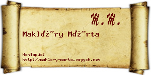Makláry Márta névjegykártya